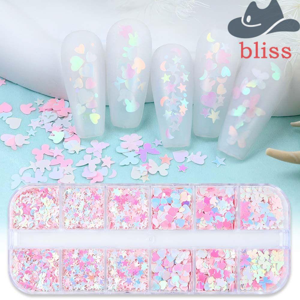 Phụ Kiện Trang Trí Móng Tay Nghệ Thuật Hình Trái Tim / Bướm / Mặt Trăng Đính Kim Sa Nhiều Kích Thước Dành Cho