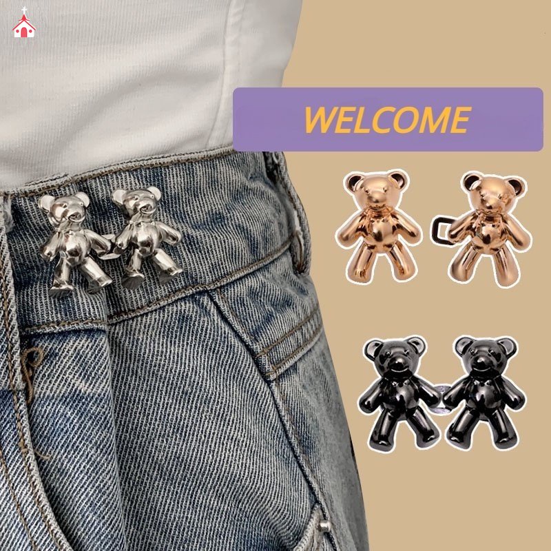 Set 2 Khóa Thắt Lưng Quần Jean Hình Gấu Có Thể Điều Chỉnh