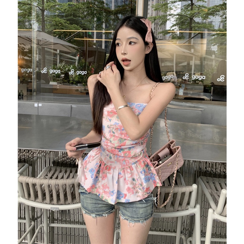 Áo Ống Ôm Co Giãn Họa Tiết Hoa Quyến Rũ