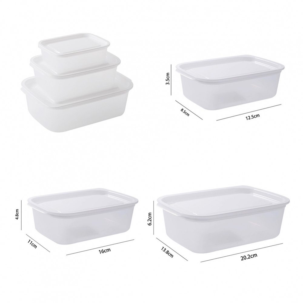 Set 1 / 3 Hộp Nhựa PP Trong Suốt Chất Lượng Cao Đựng Thực Phẩm Trong Lò Vi Sóng