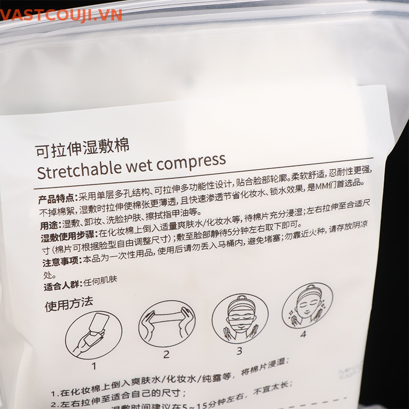 Set 200 Bông Tẩy Trang VASTJI Chất Liệu Cotton Tinh Khiết Có Thể Kéo Dài