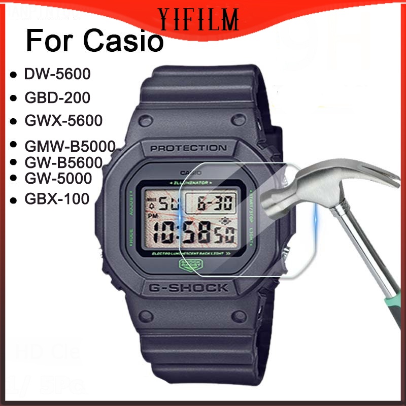 YIFILM 2 Kính cường lực 9H bảo vệ màn hình đồng hồ cho DW-5600 GBD-200Gwx-5600 GMW-B5000/ B5600 GW-5000 GBX-100