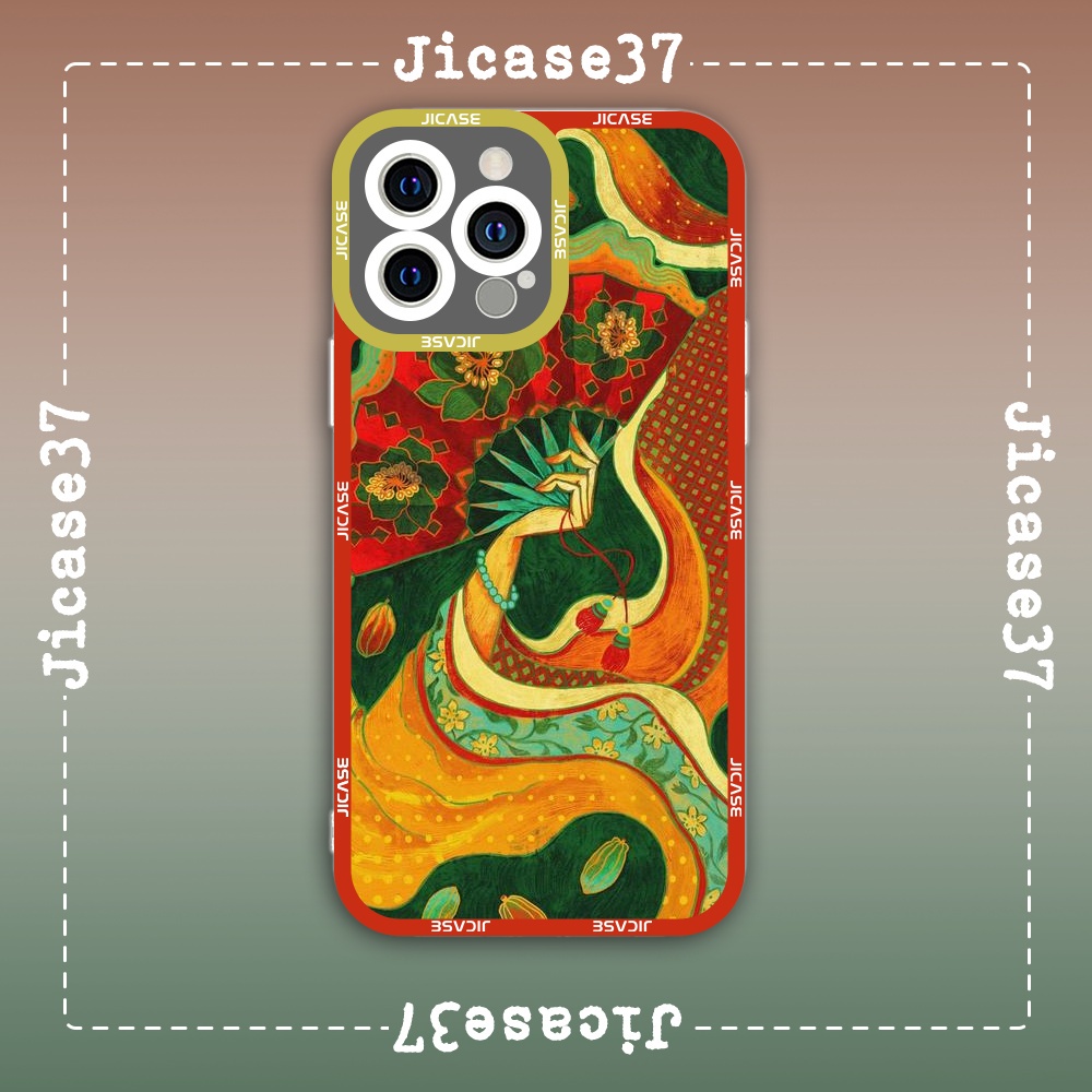 Ốp lưng iphone cạnh vuông Jicase Vintage Aesthetic Manhwua Trung Quốc