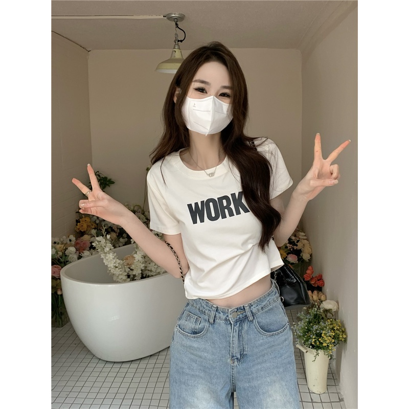 Áo Thun Tay Ngắn Cổ Tròn In Chữ Thời Trang Dành Cho Nữ