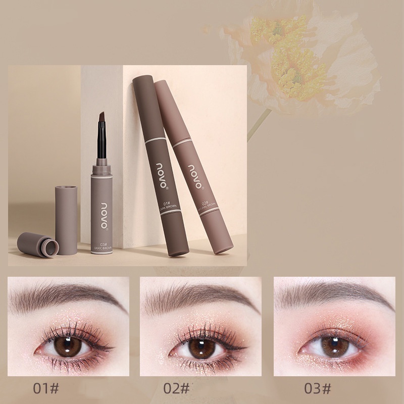 Kem Nhuộm Lông Mày Hai Đầu Chống Thấm Nước Lâu Trôi Không Phai Màu Sắc Sáng Bóng Kèm Cọ Trang Điểm
