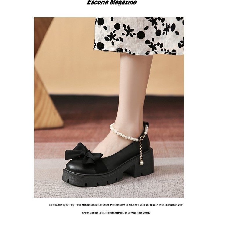 Giày Lolita Nữ Quai Ngọc Mũi Nơ  Giày Búp Bê Nữ Phong Cách Hàn Quốc AA6313