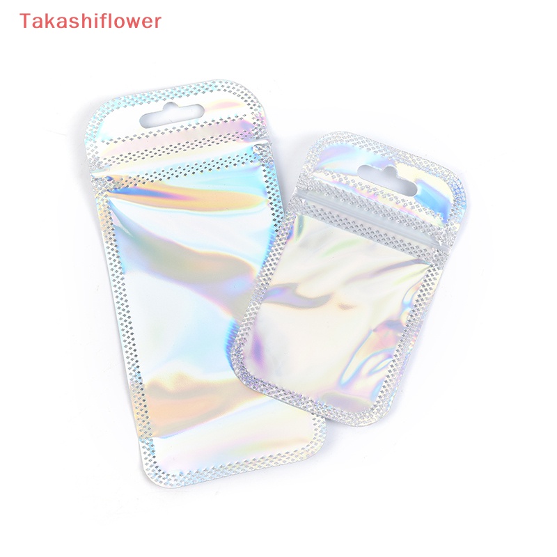 (Takashiflower) 50 Túi Đựng Kẹo Bằng Lá Nhôm Màu Laser Có Khóa Đóng Lại Được