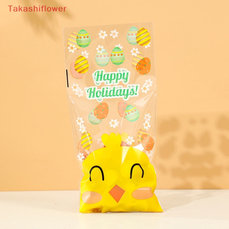 Set 50 Túi Nhựa Đựng Kẹo Có Dây Buộc Hình Thỏ Dễ Thương