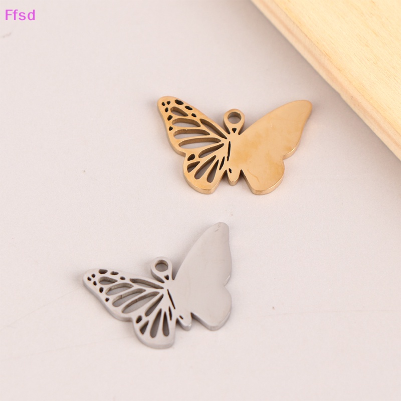 {Ffsd} Mặt Dây Chuyền Bằng Inox Tráng Gương Đơn Giản Hạt Hình Bướm Lỗ Rỗng * Bán Chạy