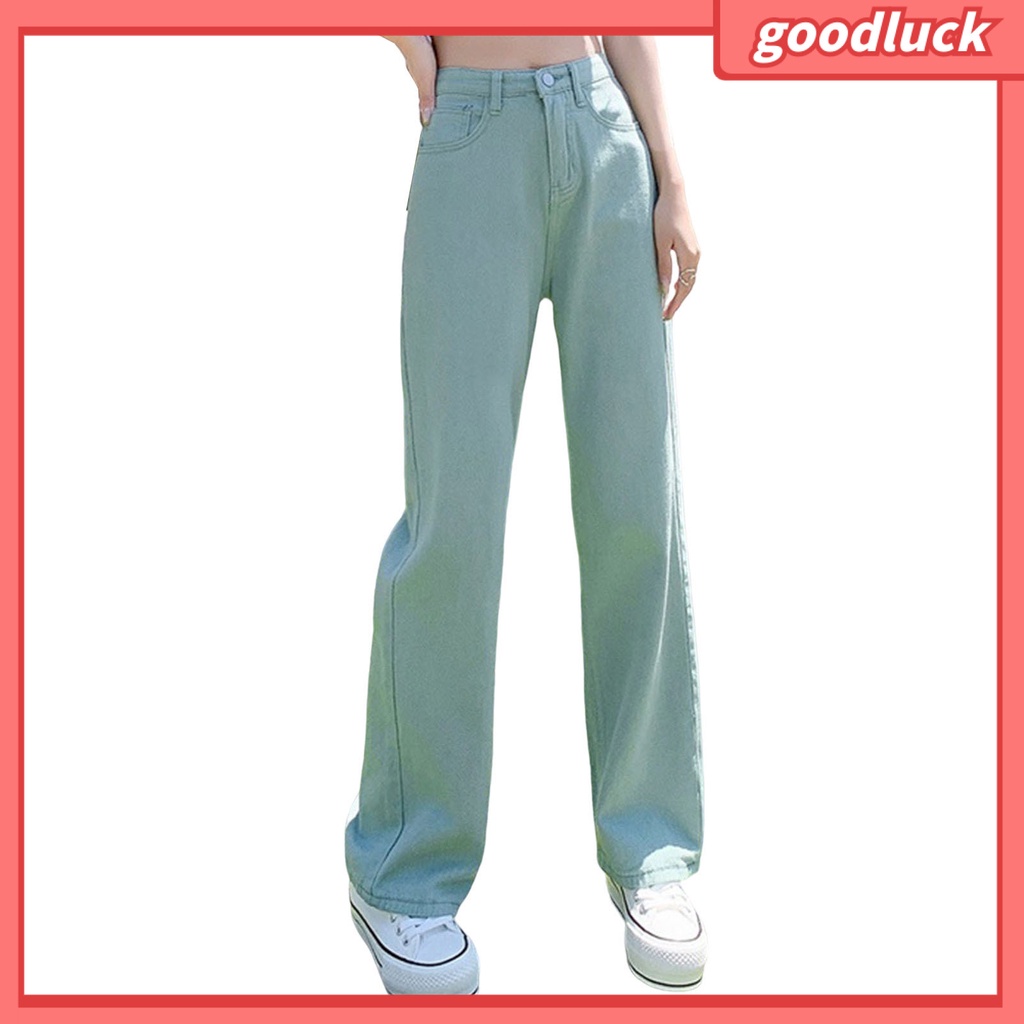 Quần Ống Rộng Lưng Cao Phối Khóa Kéo Thời Trang Xuân Thu Cho Nữ