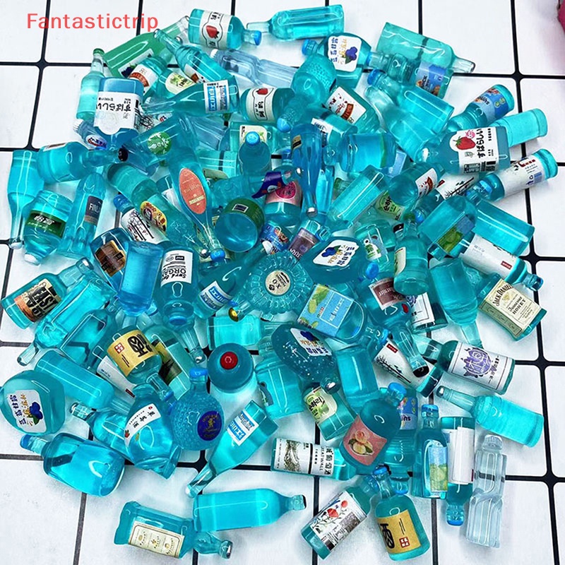 [Fantastictrip] Set 10 Bình Đựng Kem / Đồ Uống Ba Chiều Trong Suốt Màu Xanh Dương Ngẫu Nhiên Phụ Kiện Nhỏ Tự Làm Trang Sức