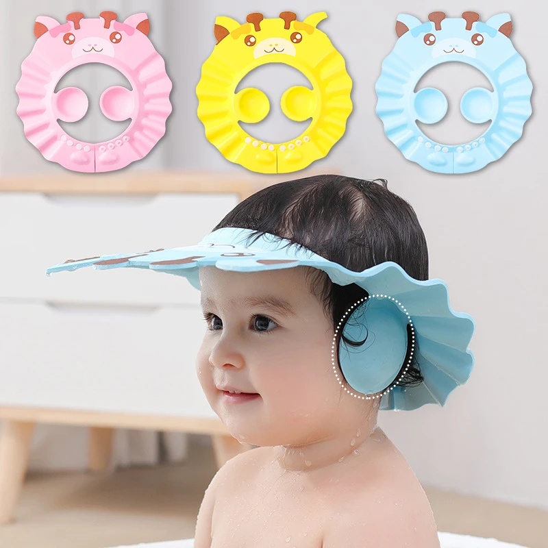 [Đặc trưng] Mũ Chắn Nước Gội Đầu Bảo Vệ Tai Chống Nước Có Thể Điều Chỉnh Mềm Mại Cho Bé