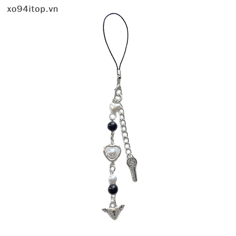 Móc Khóa Điện Thoại XOITOP Pink Y2K Hình Chữ Ch Dễ Thương Phong Cách Hàn Quốc Cho Nữ