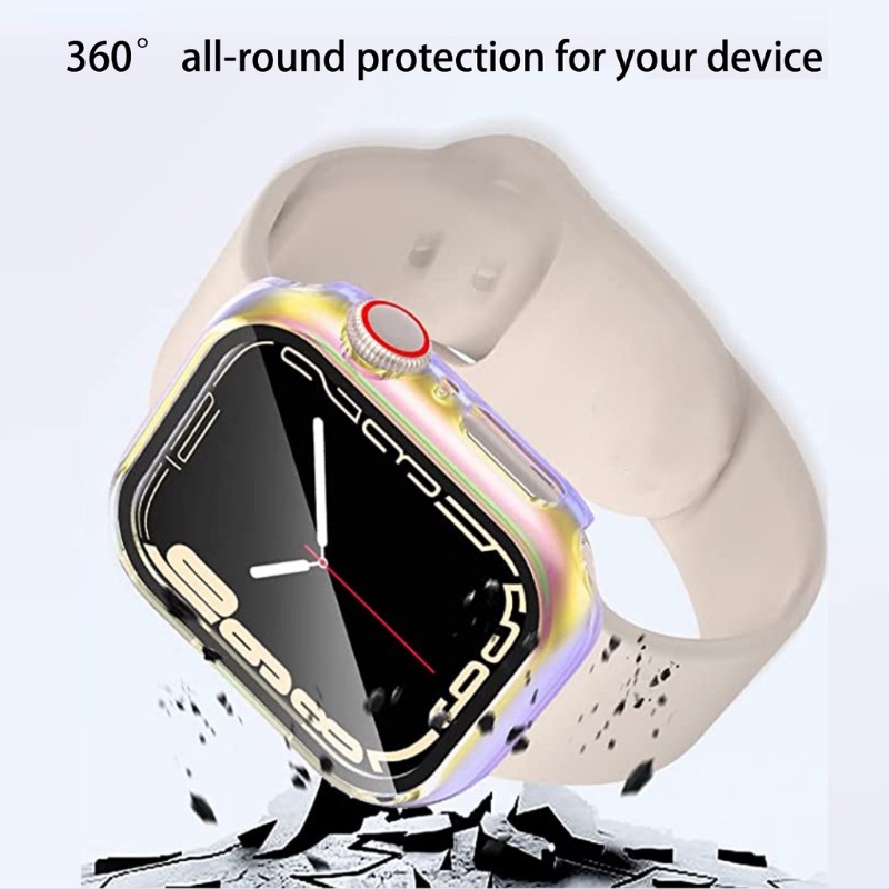 Ốp Bảo Vệ Bằng PC + Kính Cường Lực Dành Cho Apple Watch Series 8 7 SE 6 5 4 3 2 S8 iwatch 41mm 45mm 38 / 42 40mm 44mm
