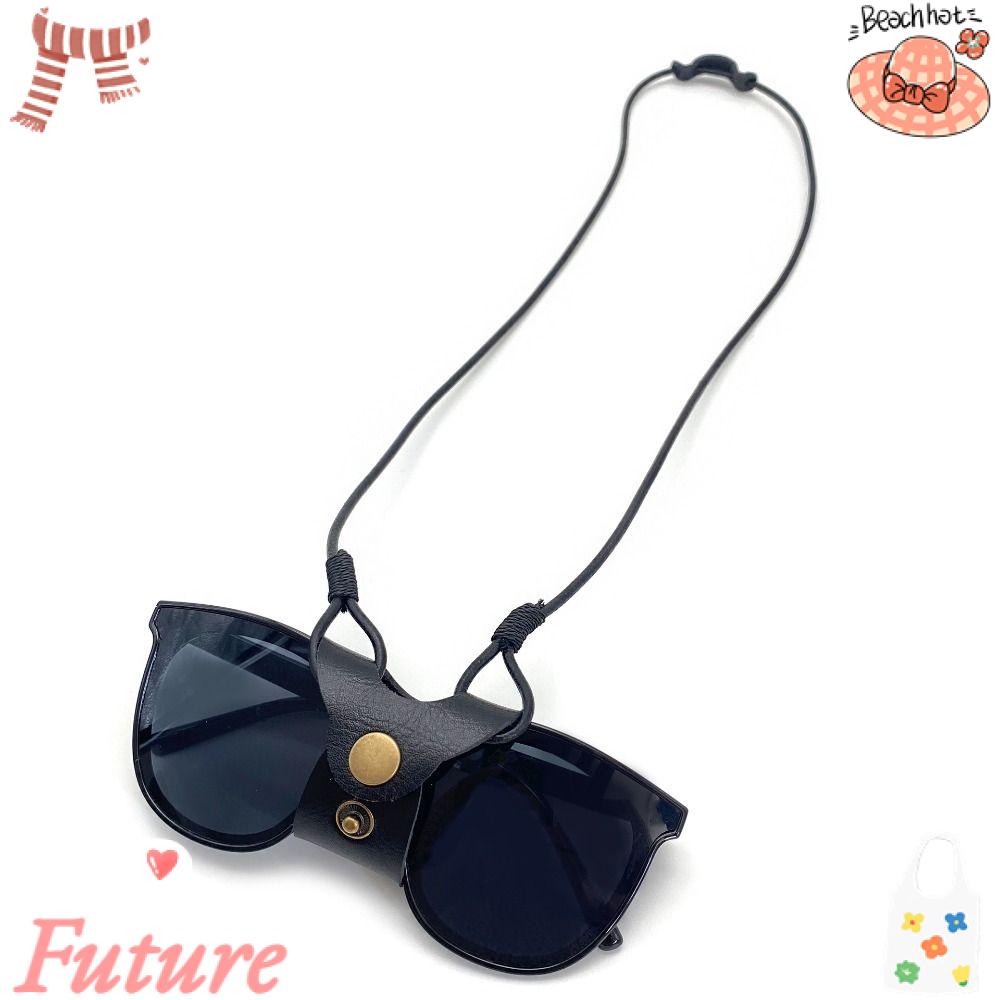 Hộp Đựng Mắt Kính Bằng Da Có Dây Xích Đeo Tiện Dụng Ốp