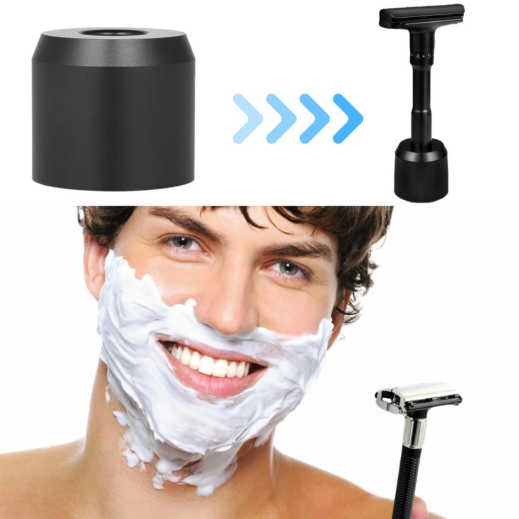 Đế Dao Cạo Râu Hai Mặt Bằng Kim Loại Màu Đen W6F1