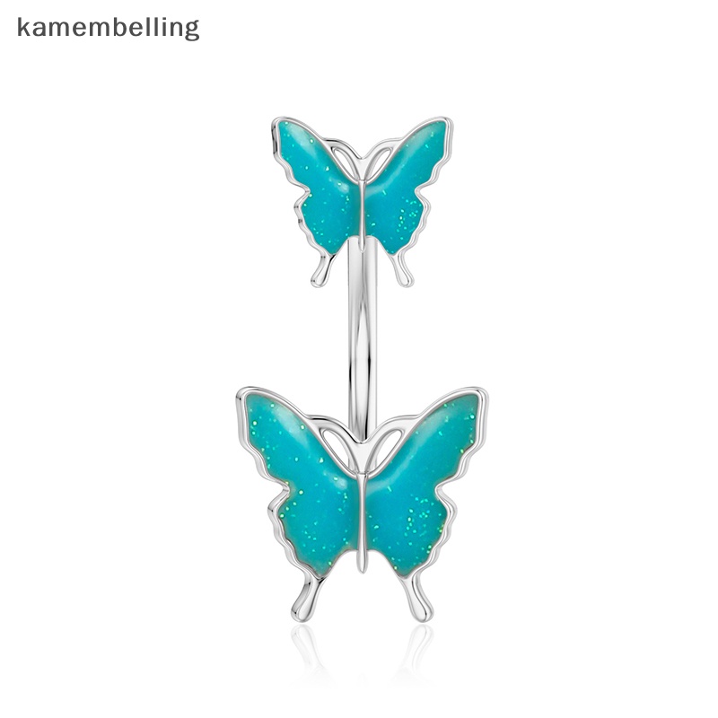 Khuyên Rốn Bằng Thép Không Gỉ Hình Bướm Đính Đá kamembelling