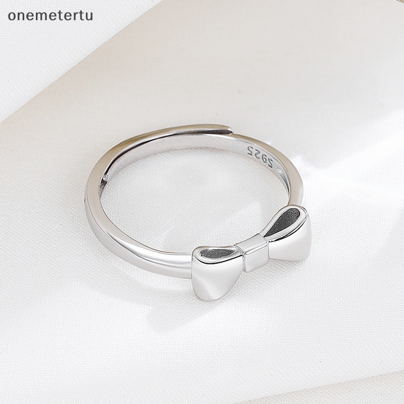 Onemetertu Nhẫn Bạc Họa Tiết Nơ Đơn Giản Có Thể Điều Chỉnh Kích Thước Thời Trang Cao Cấp