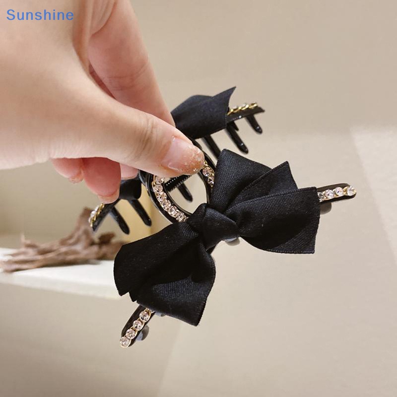 Kẹp Tóc Hình Nơ Lớn Màu Rượu Champagne Phong Cách Hàn Quốc