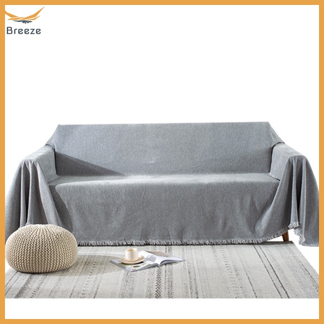 Vỏ Bọc Ghế Sofa Bằng Vải Chenille Dày Dặn Thoáng Khí Chống Trượt Màu Trơn Kèm Tua Rua Phong Cách Boho