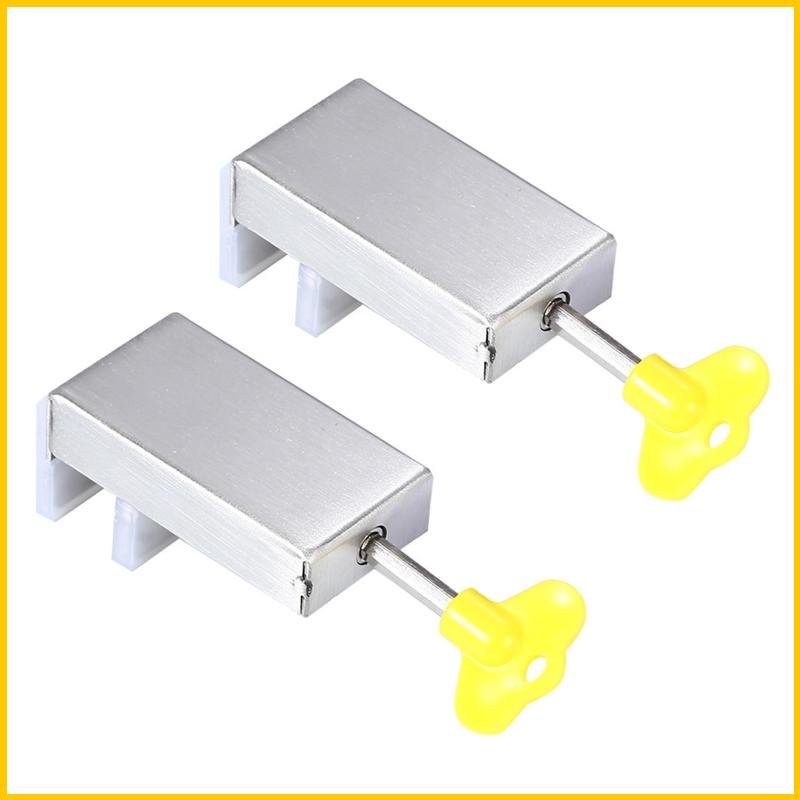 Set 2 Dụng Cụ Hạn Chế Cửa Sổ Bằng Thép Không Gỉ Kèm Chìa Khóa