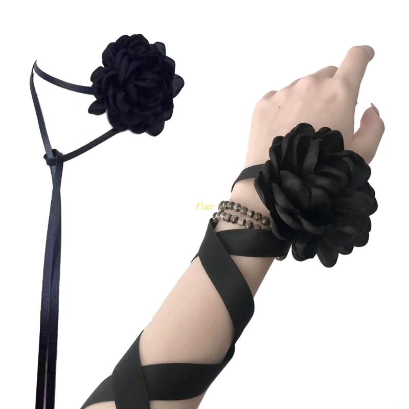 Vòng Cổ Choker Co Giãn Mặt Hoa Hồng Phong Cách Gothic