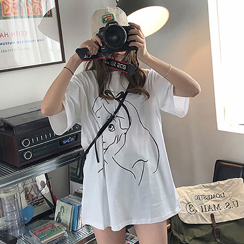 Áo Thun Ngắn Tay Dáng Rộng In Họa Tiết Thời Trang Mùa Hè Hàn Quốc 2023