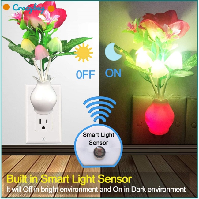 Cr Đèn Ngủ Led Hình Hoa Hồng Có Công Tắc Cảm Biến Tiện Dụng