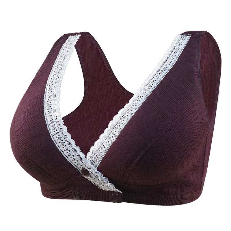 Áo Ngực Cotton Mềm Phối Ren Cài Nút Phía Trước Chất Lượng Cao Kích Thước Vừa Và Lớn Dành Cho Nữ