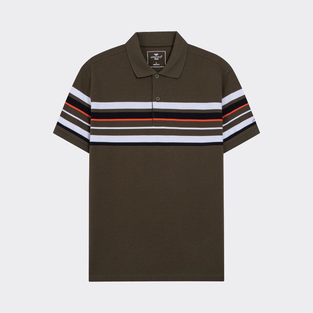 Áo polo nam có cổ ngắn tay Aristino họa tiết kẻ ngang 2 màu đen, xanh rêu lịch lãm, nam tính - APS017S3 &amp; APS133S3