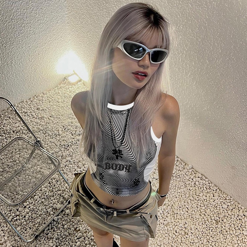 Weird Puss Áo Ba Lỗ In Hình Psychedelic Đậm Đặc Cá Tính Mùa Hè Cho Nữ