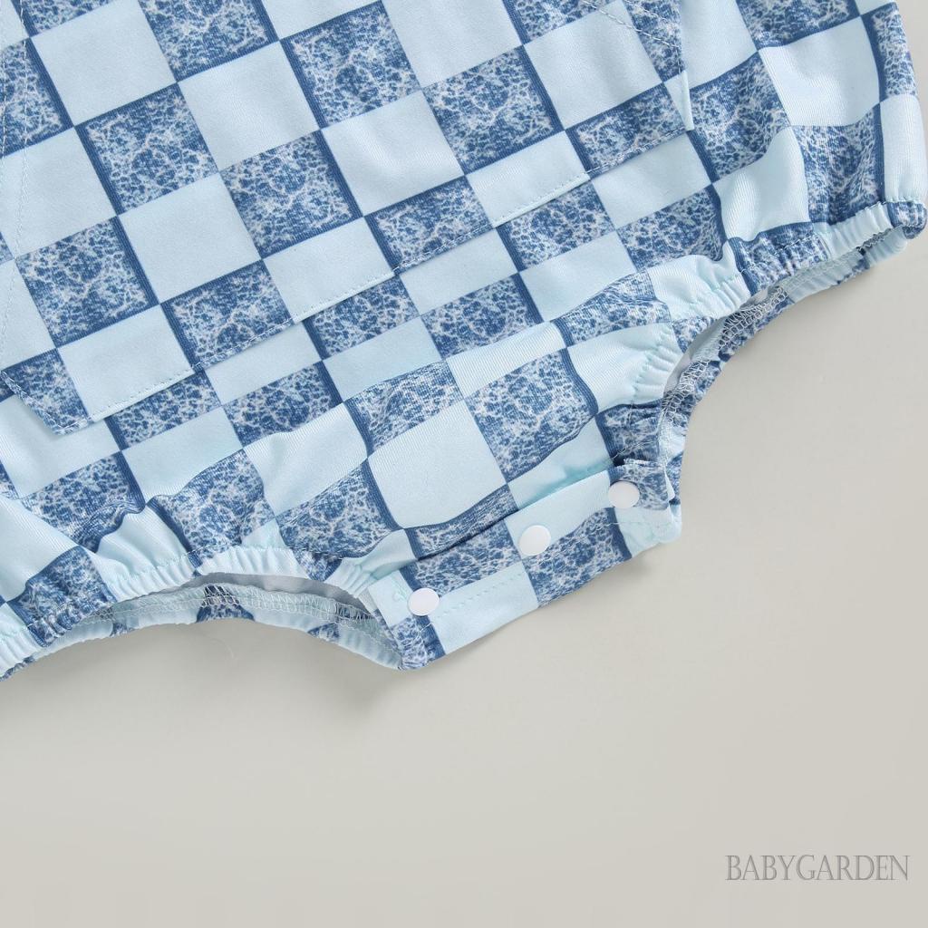 Áo Liền Quần Tay Dài Có Nón Họa Tiết Caro Dành Cho Bé Trai 3-24 Tháng Tuổi