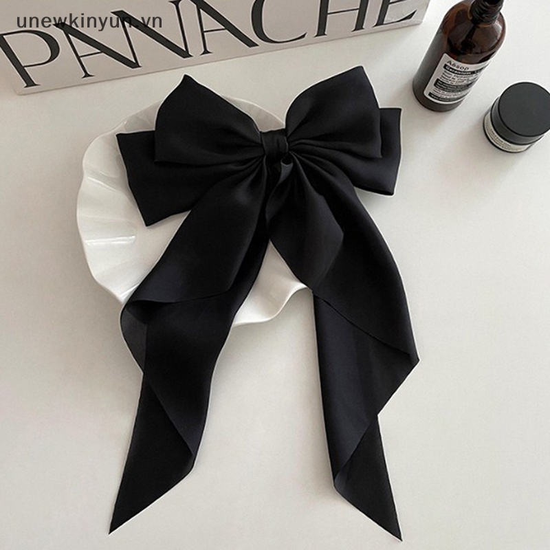 Kẹp Tóc Đính Nơ Ruy Băng Màu Đỏ Phong Cách Retro