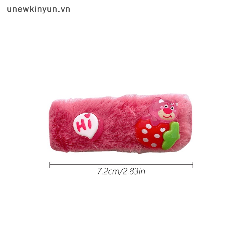 Kẹp Tóc Hình Chú Gấu / Dâu Tây Phủ Lông Dễ Thương Thời Trang Xinh Xắn Cho Bé Gái