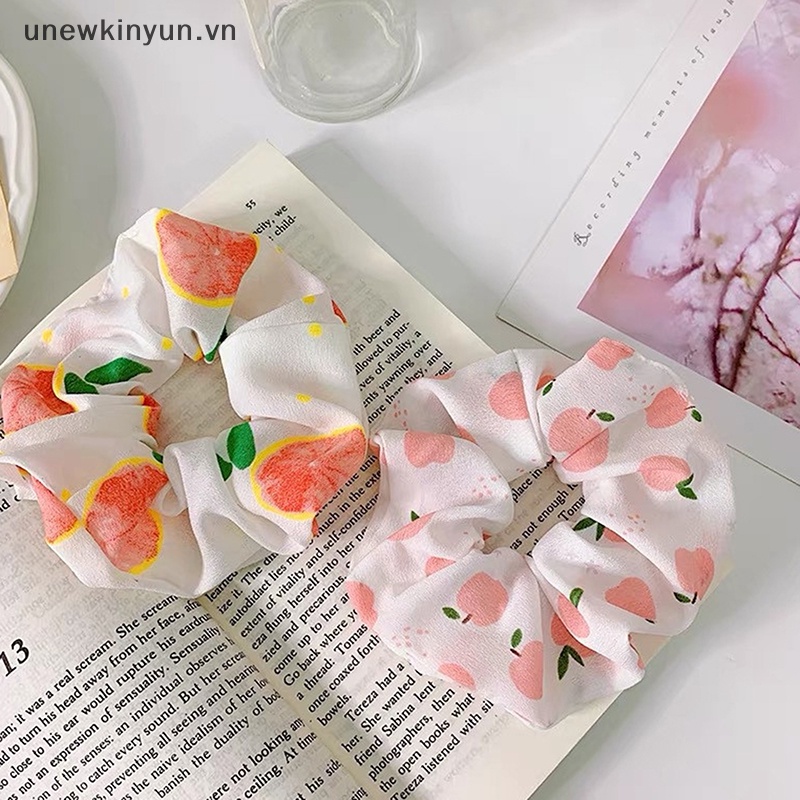 Dây Cột Tóc In Họa Tiết Trái Bơ / Hoa Phong Cách Hàn Quốc Dễ Thương Thời Trang Cho Nữ