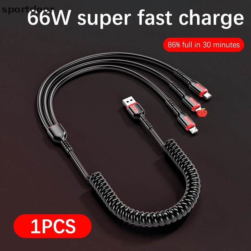 Dây Cáp Sạc Nhanh Type-C / USB / Type-C / 3 Trong 1 Chất Lượng Cao Có Thể Thu Gọn Tiện Dụng