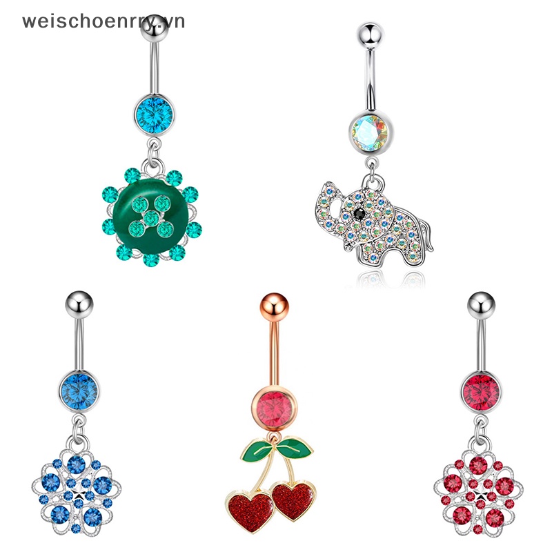 Khuyên Rốn Bằng Thép Không Gỉ 316L Hình Trái Tim / Hành Tinh Màu Xanh Dương Cho Nữ