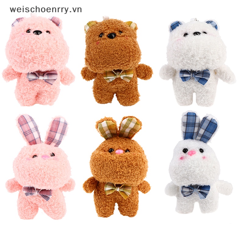 Móc Khóa Hình Gấu / Thỏ Phối Cục Bông Dễ Thương