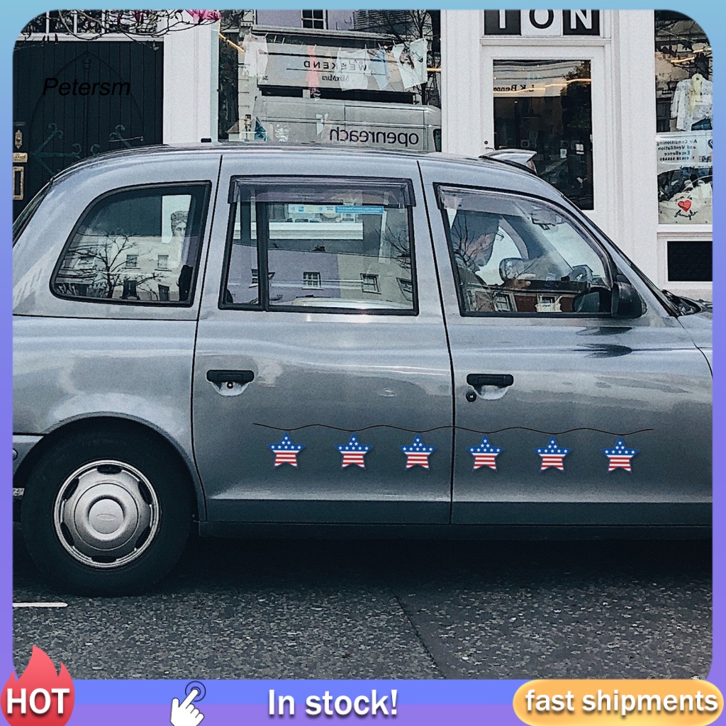 Bộ 6 Miếng Dán Phản Quang Tự Dính Hình Lá Cờ Hoa Kỳ Vui Nhộn Trang Trí Xe Hơi