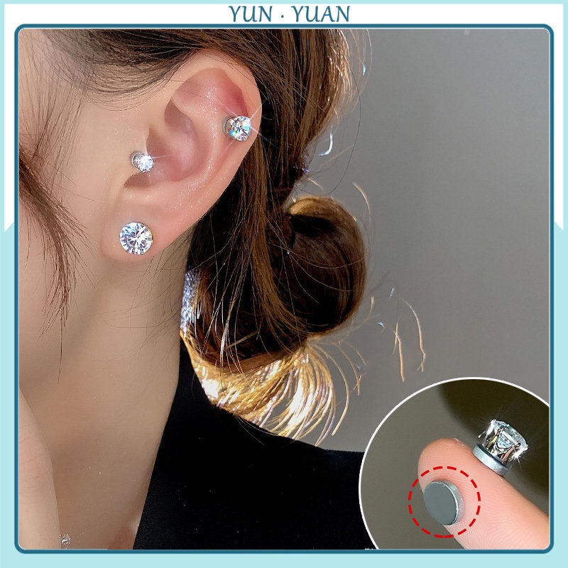 Khuyên Tai Nam Châm Đính Đá Zircon Quyến Rũ Thời Trang Cho Nữ