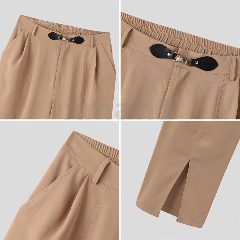 Quần Da Ống Suông Xẻ Tà Phối Khóa Trước Thời Trang Hàn Quốc Cho Nam