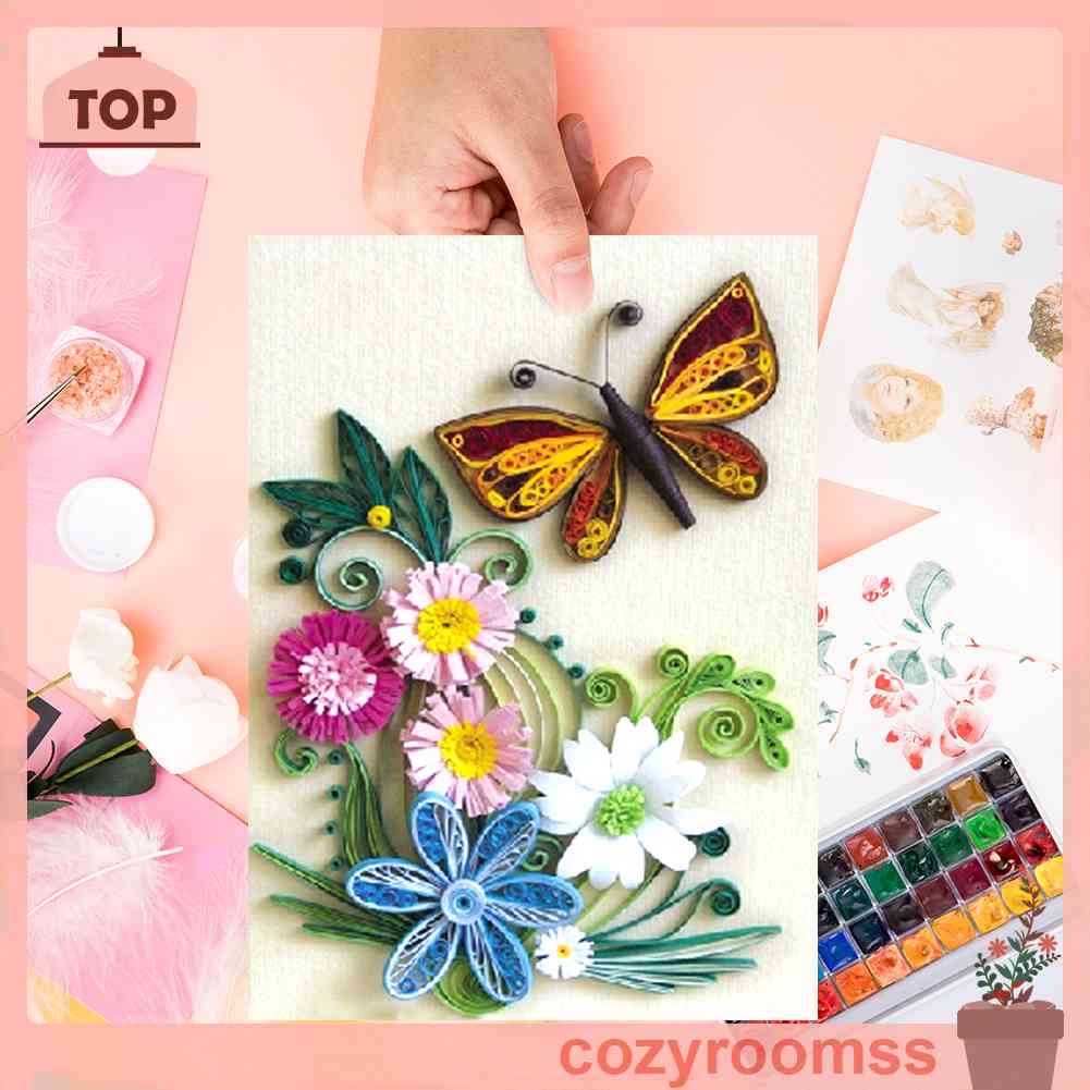 Bộ Dụng Cụ Thước Cuộn Giấy Quilling Hình Hoa Bướm DIY