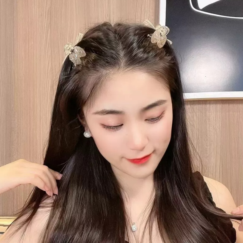 1 Cặp Kẹp Tóc Nơ Nhỏ Bằng Acrylic Dễ Thương Thời Trang Cho Nữ