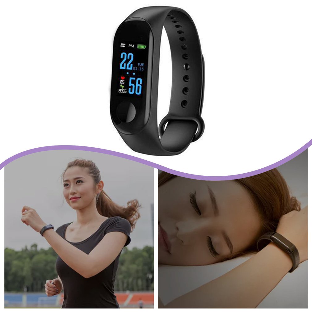M3Plus Smart Bracelet M3 Color Screen Heart Rate Exercise Pedometer Waterproof [Q/9]