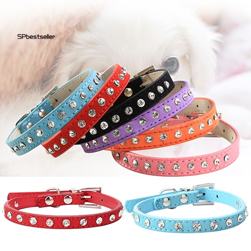 Vòng Cổ Da Lộn Đính Đá Nhân Tạo Màu Trong Suốt Dễ Điều Chỉnh Thời Trang Cho Thú Cưng