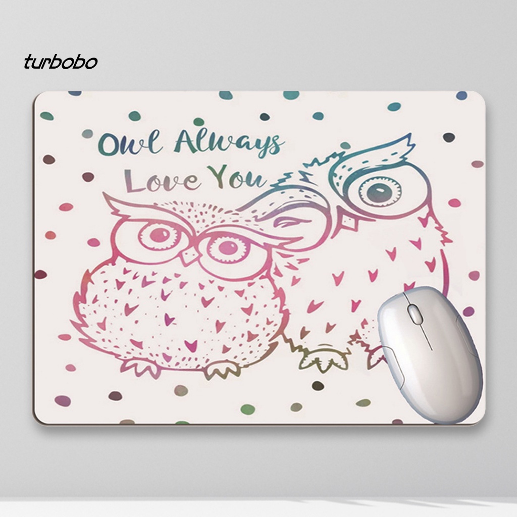 Miếng Lót Chuột Cao Su Hình Cú Vẽ Màu Nước Linh Hoạt