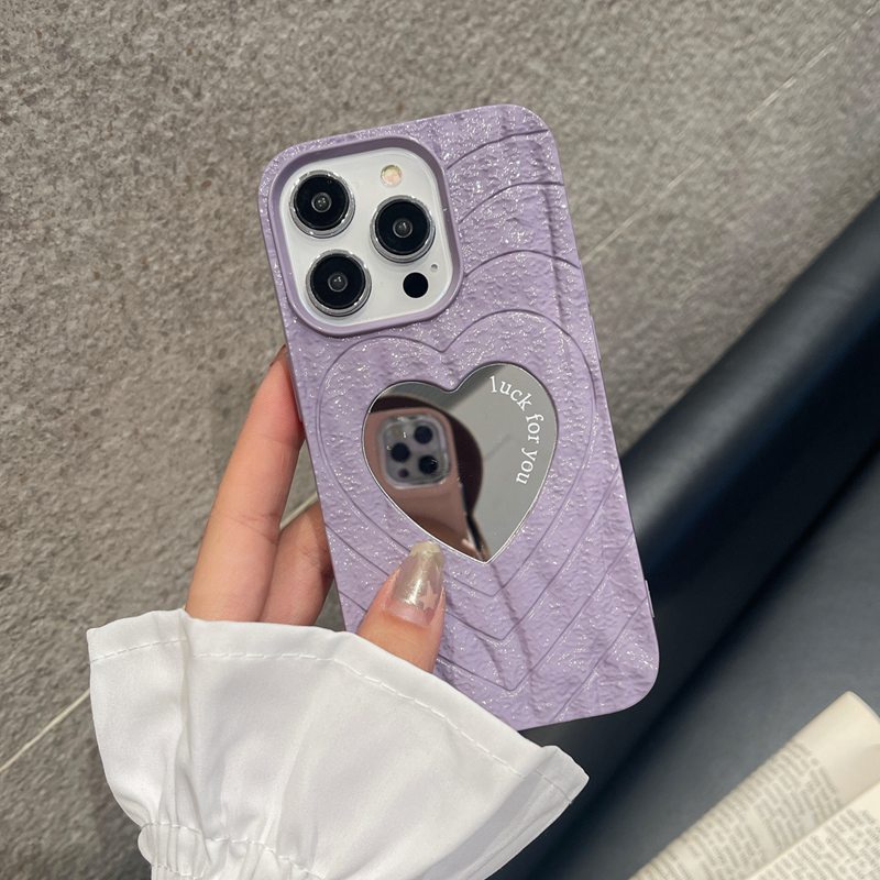 Ốp Điện Thoại Silicon Mặt Gương Hình Trái Tim Cho iPhone XR XS Max 11 12 13 14 Pro Max Shin Case