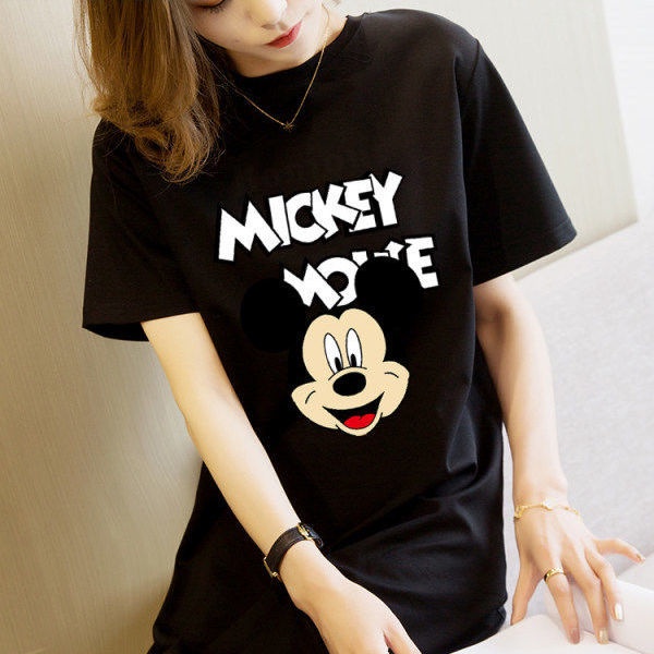 Đầm Dài Dáng Rộng Tay Ngắn In Họa Tiết Hoạt Hình Phong Cách Hàn Quốc Thời Trang Mùa Hè Cho