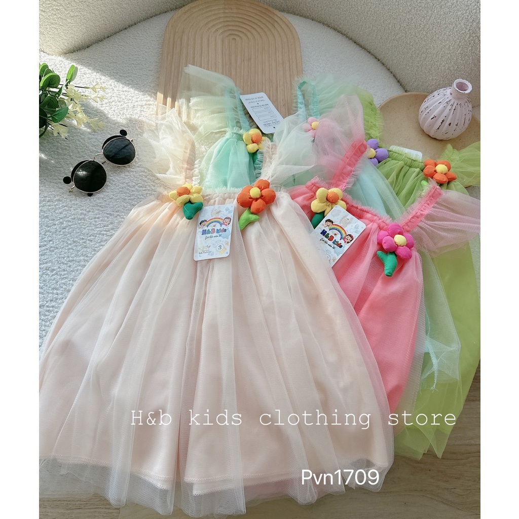 Váy tutu đính hoa bé gái