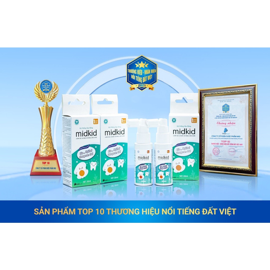 Xịt chống sâu răng, Midkid xanh, midkid đỏ, midbos, Tinh dầu tỏi diệp Chi